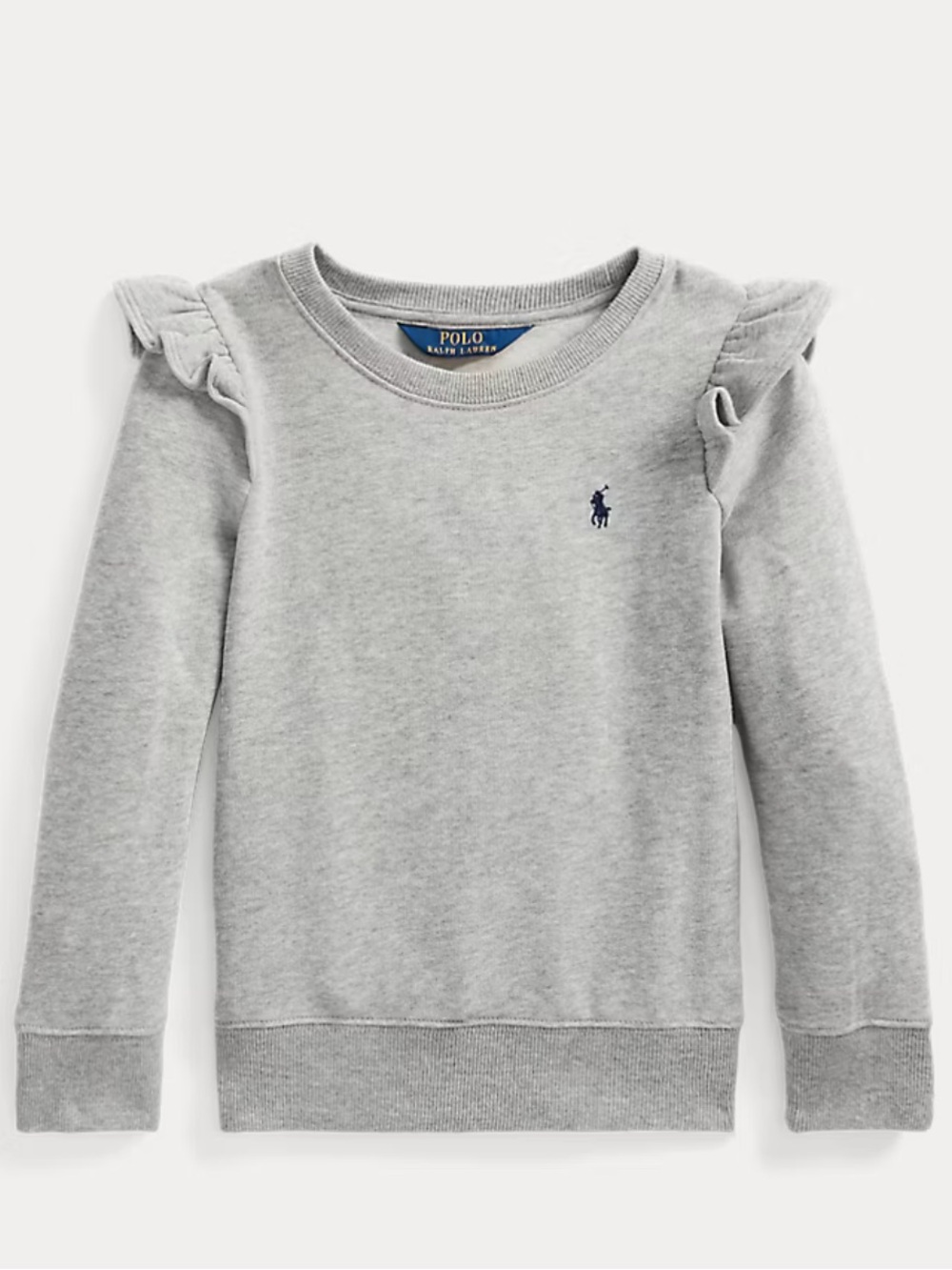 Ralph Lauren Kids' Ruffled Shoulder Fleece Sweatshirt - Light Gray